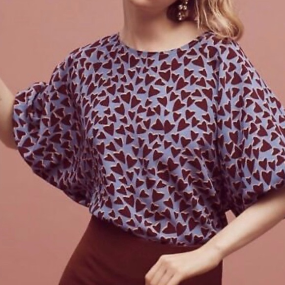 Maeve 100% SILK Kimono HEART Blouse - SMALL - Picture 6 of 11